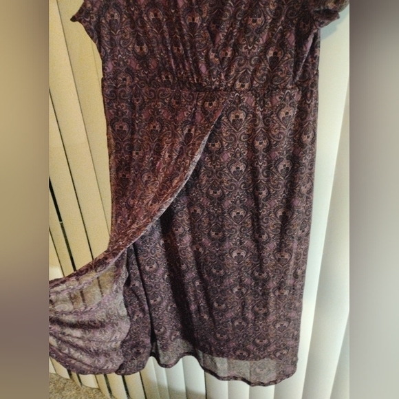 🔥Croft & Barrow XL Crossover Empire Waist Midi Plum Paisley wrap dress - Picture 16 of 16